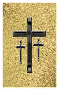 DF35T 517 BK SH GD Black 3 Crosses Shimmer Gold Background